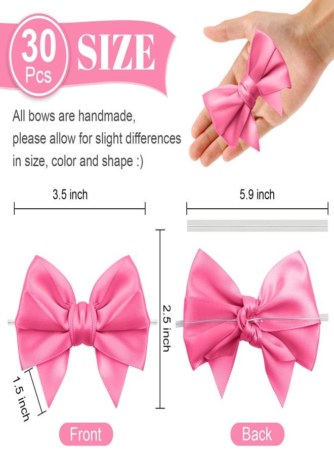 Jacriah Hot Pink Twist Tie Bows for Treat Bags, 30 Pack 3.5 Inch Premade Satin Ribbon Bows for Gift Wrapping Crafts Party Decoration Wedding Favors Bridal Shower Christmas Tree Decor Cake Pops Candy - Image 2